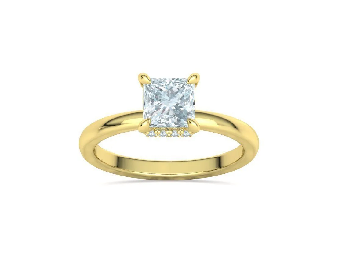 Princess Cut Solitaire Ring in Sterling Silver 925