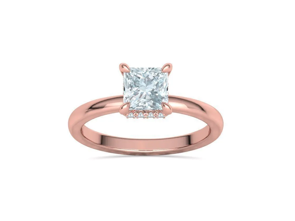 Princess Cut Solitaire Ring in Sterling Silver 925