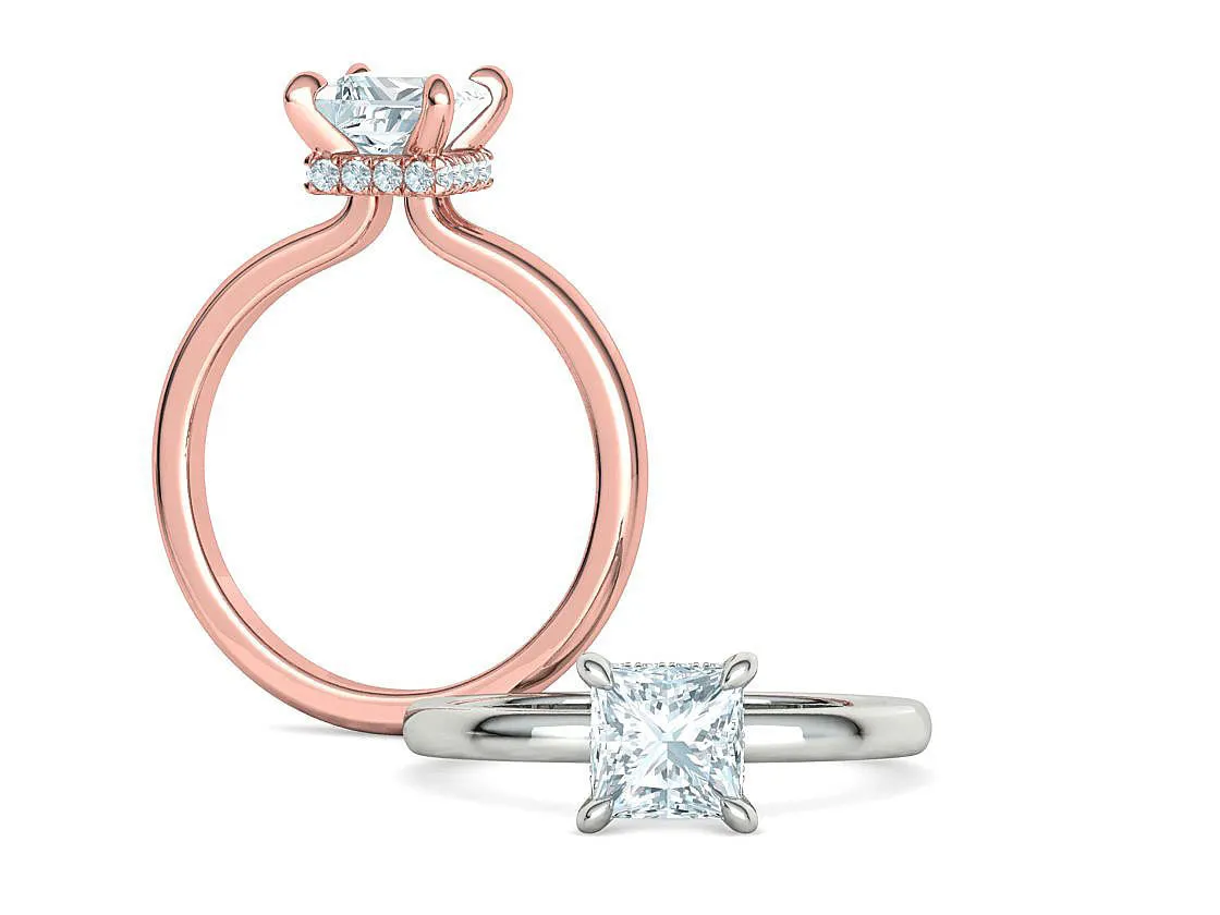 Princess Cut Solitaire Ring in Sterling Silver 925