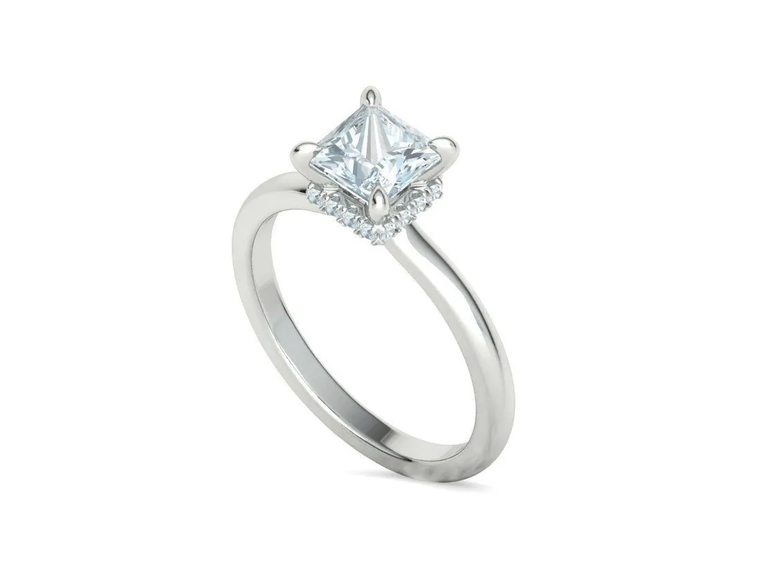 Princess Cut Solitaire Ring in Sterling Silver 925