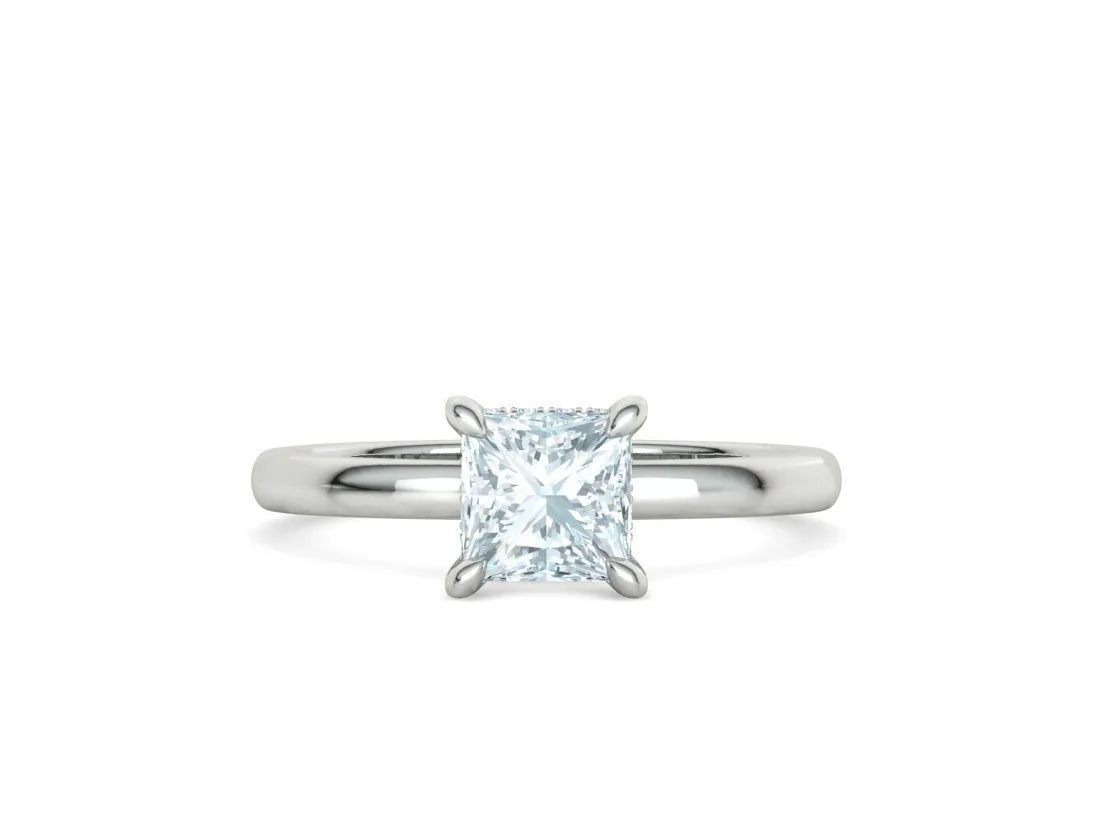 Princess Cut Solitaire Ring in Sterling Silver 925