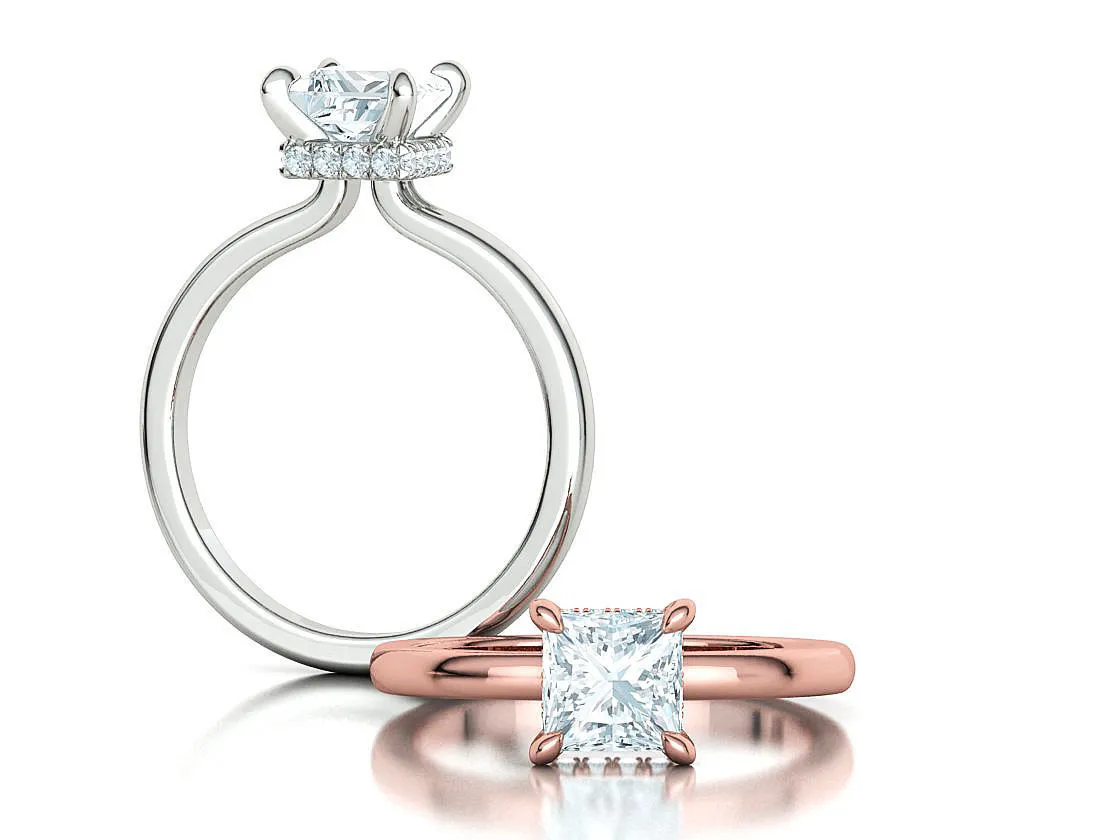 Princess Cut Solitaire Ring in Sterling Silver 925