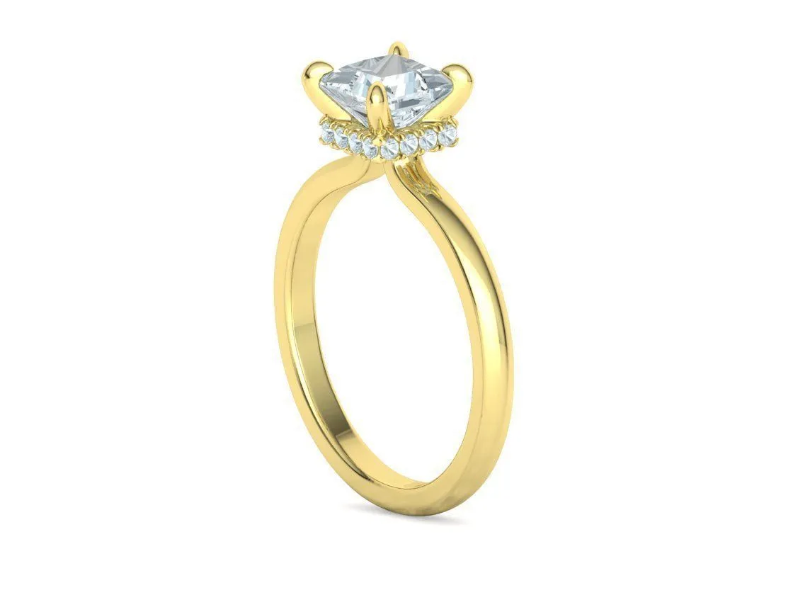 Princess Cut Solitaire Ring in Sterling Silver 925