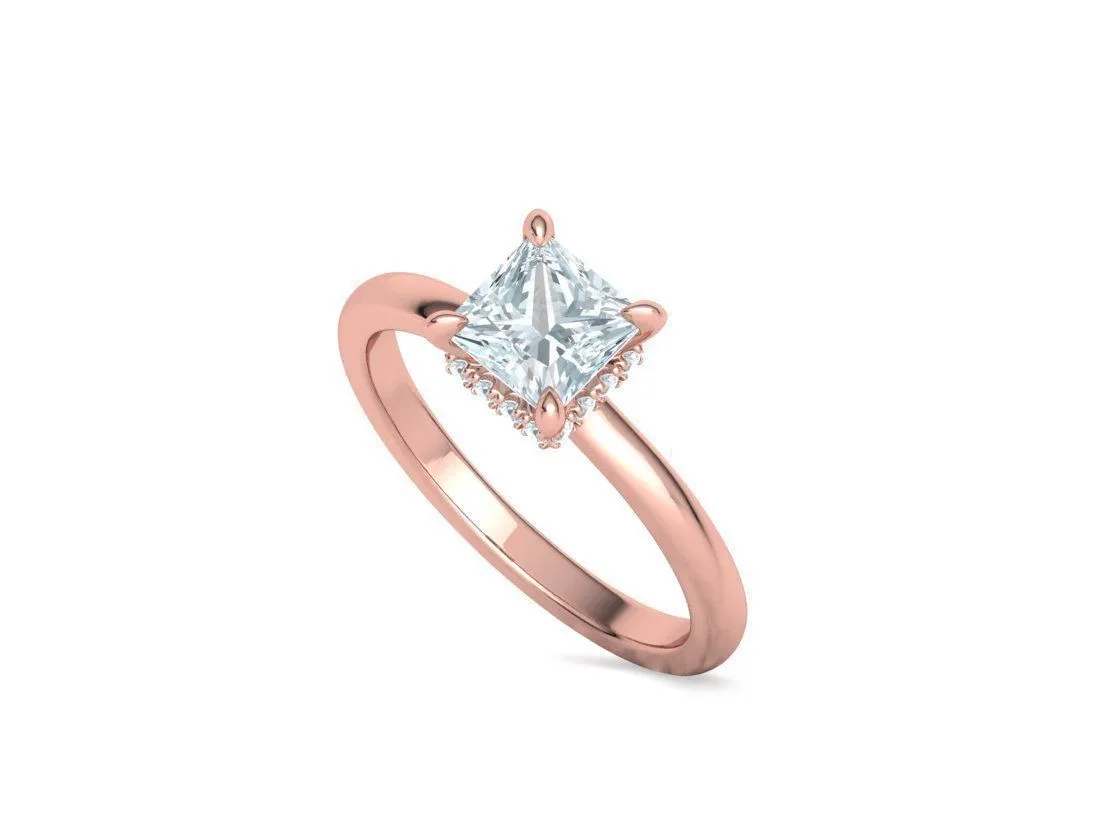 Princess Cut Solitaire Ring in Sterling Silver 925