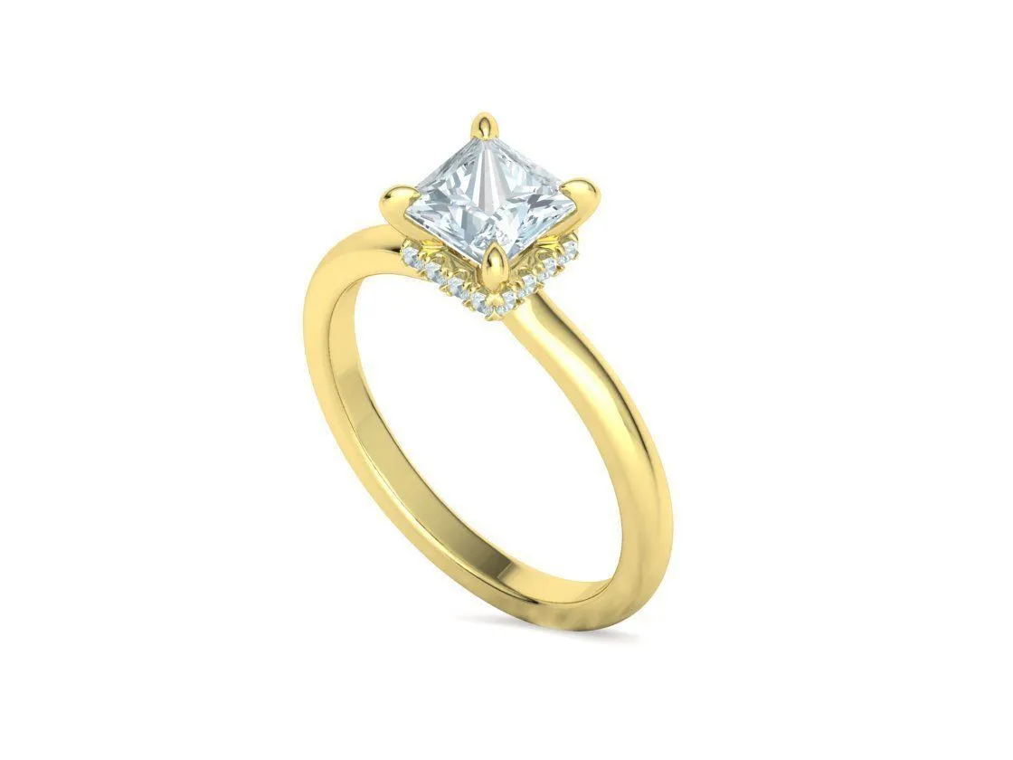 Princess Cut Solitaire Ring in Sterling Silver 925