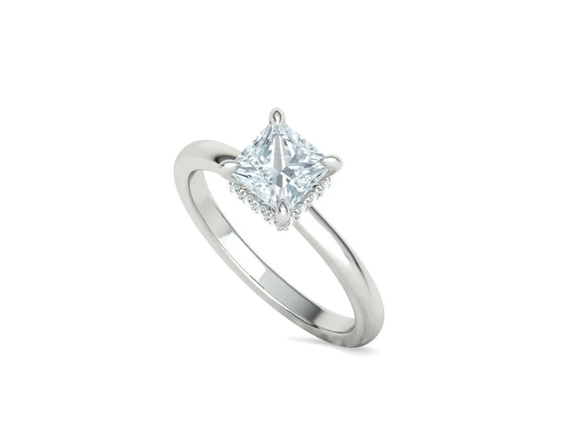 Princess Cut Solitaire Ring in Sterling Silver 925
