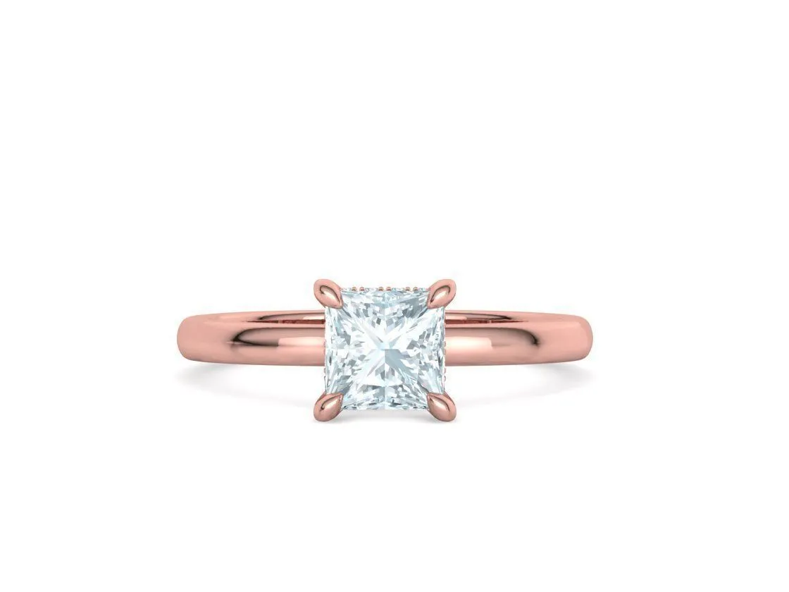 Princess Cut Solitaire Ring in Sterling Silver 925