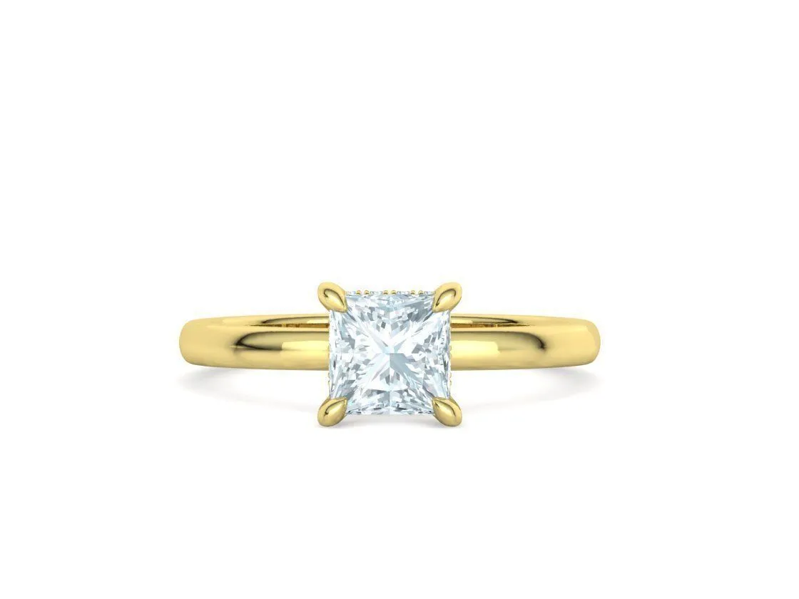 Princess Cut Solitaire Ring in Sterling Silver 925