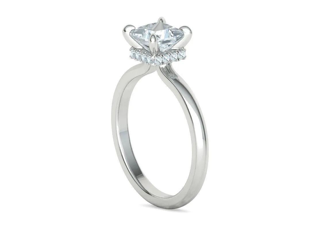 Princess Cut Solitaire Ring in Sterling Silver 925