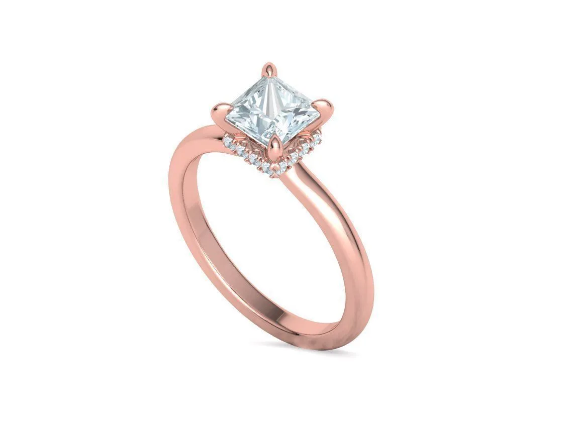 Princess Cut Solitaire Ring in Sterling Silver 925