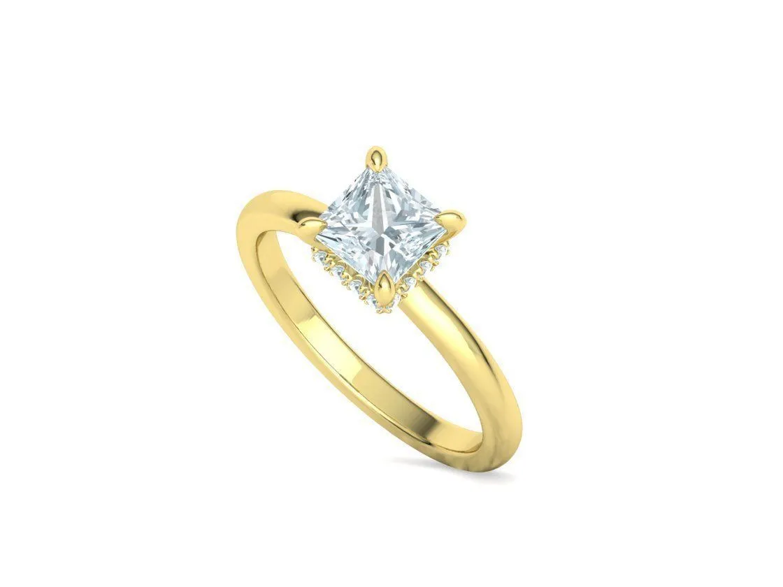 Princess Cut Solitaire Ring in Sterling Silver 925