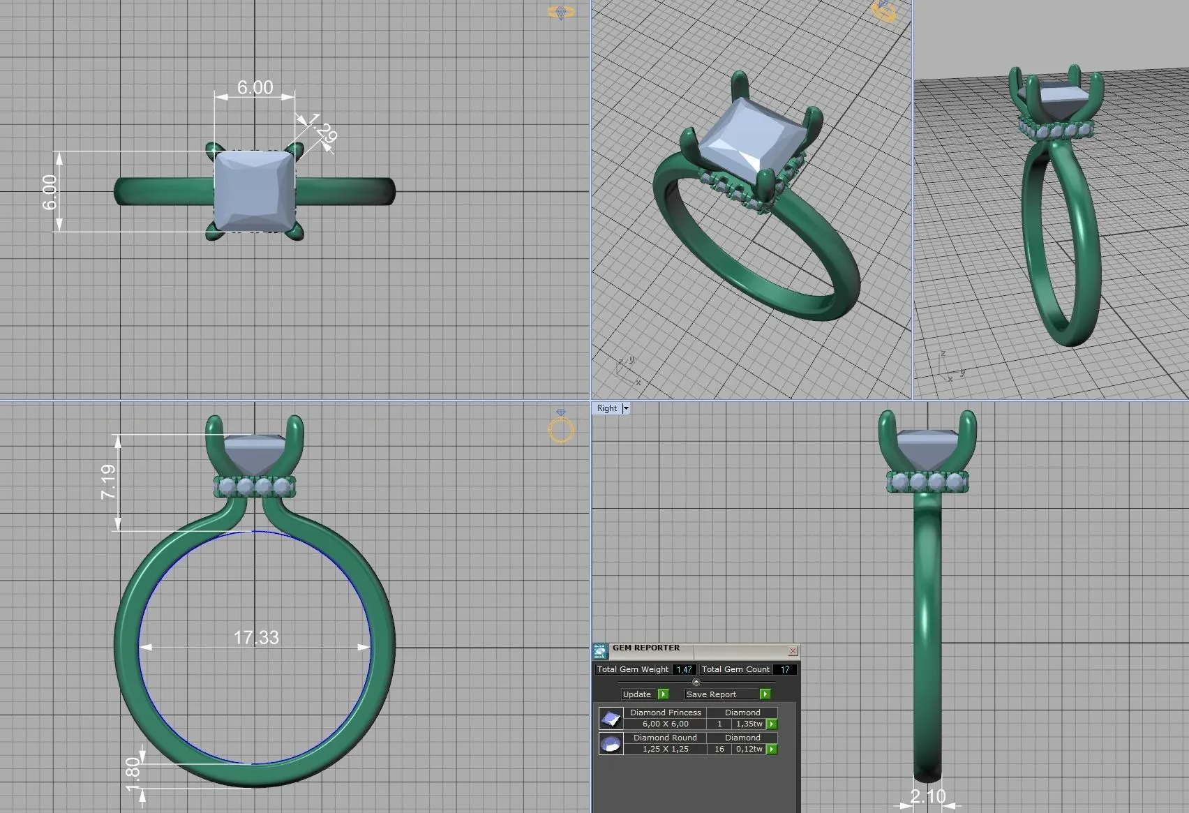 Princess Cut Solitaire Ring in Sterling Silver 925