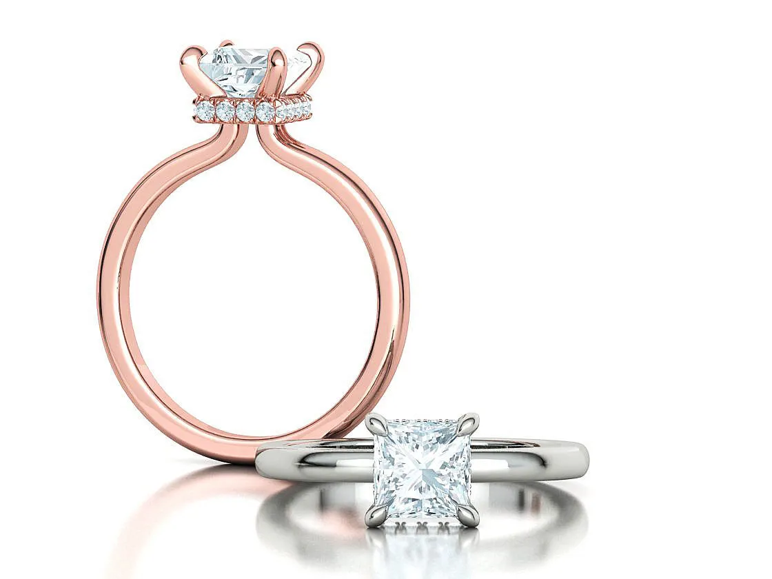 Princess Cut Solitaire Ring in Sterling Silver 925