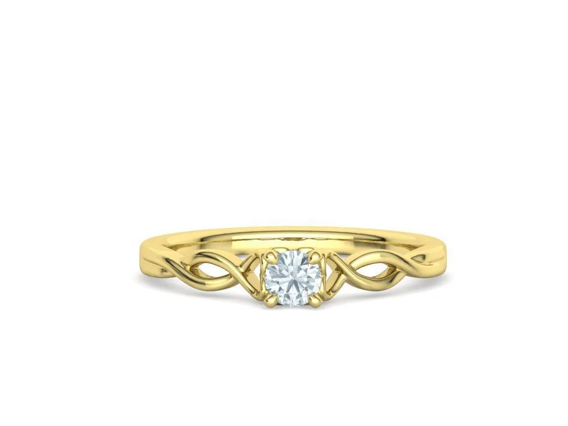 Heart Design Solitaire Ring in Sterling Silver 925