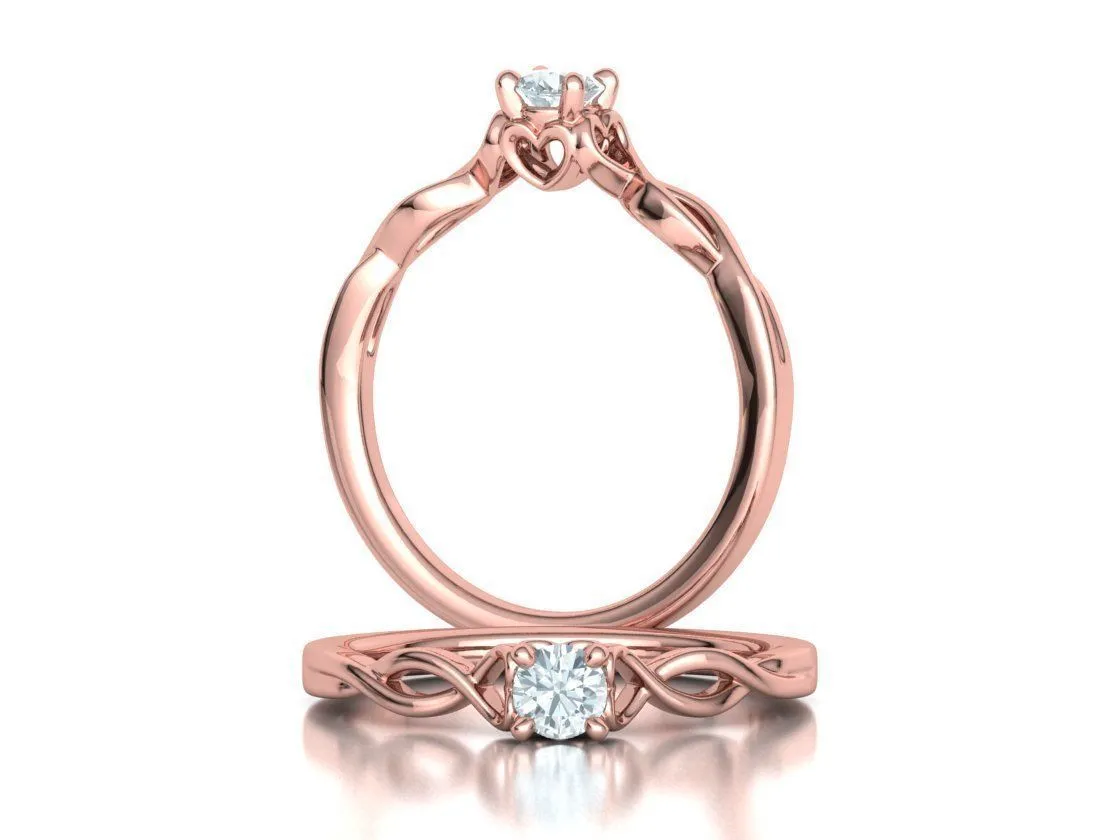 Heart Design Solitaire Ring in Sterling Silver 925