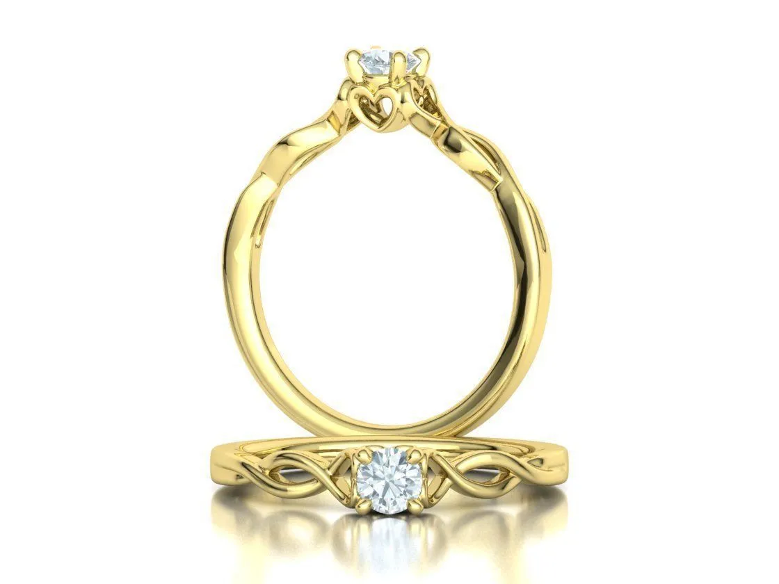 Heart Design Solitaire Ring in Sterling Silver 925