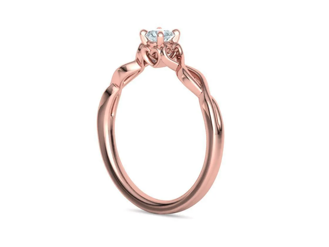 Heart Design Solitaire Ring in Sterling Silver 925