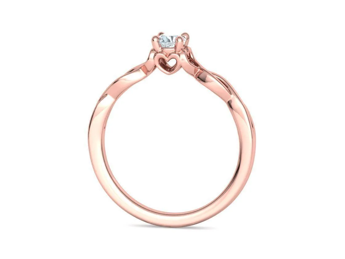 Heart Design Solitaire Ring in Sterling Silver 925