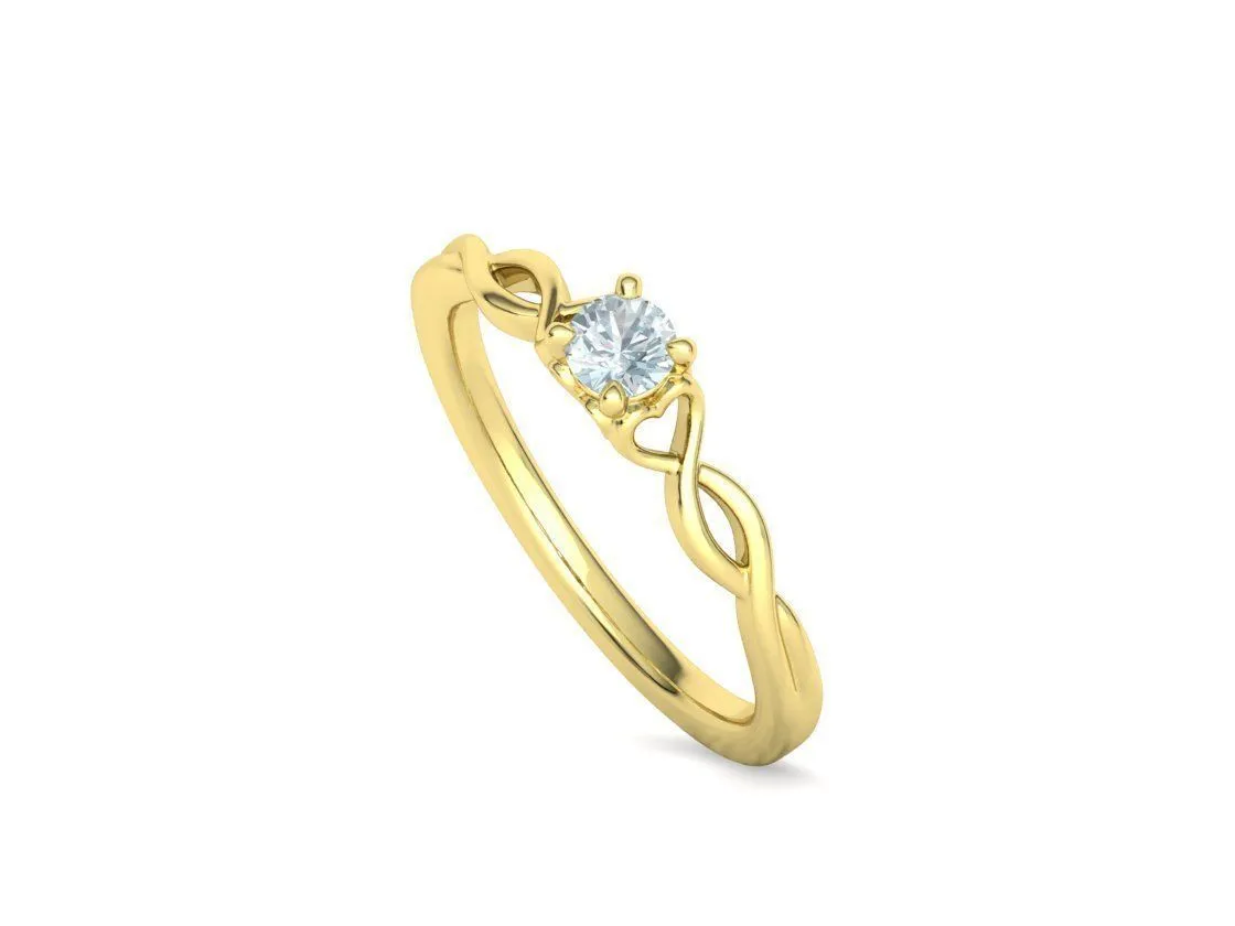 Heart Design Solitaire Ring in Sterling Silver 925