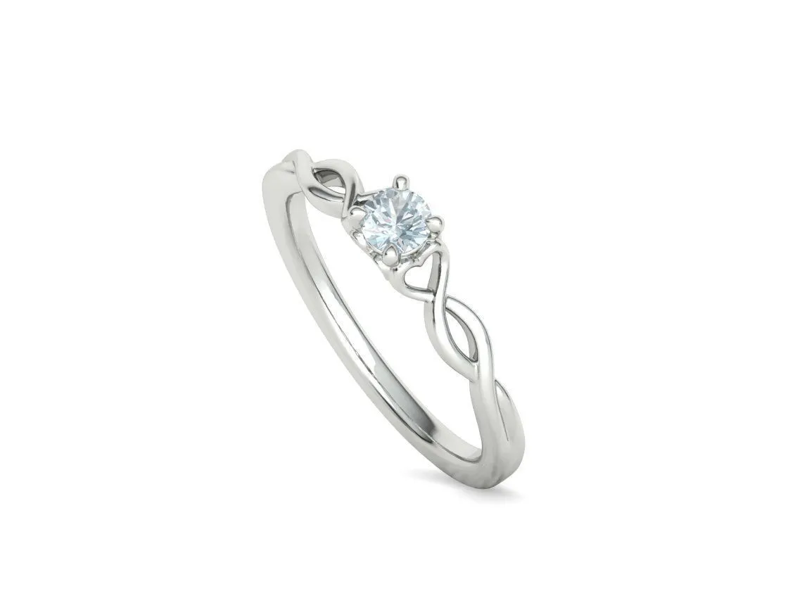 Heart Design Solitaire Ring in Sterling Silver 925