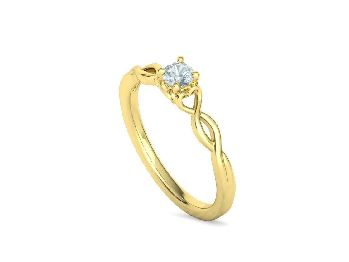 Heart Design Solitaire Ring in Sterling Silver 925