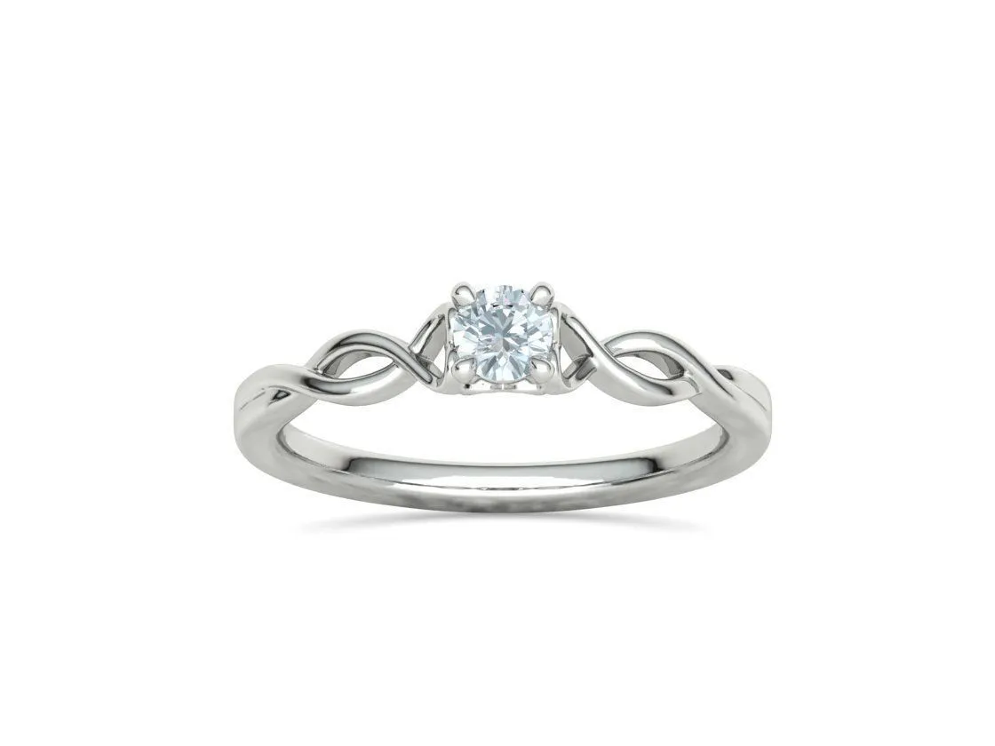 Heart Design Solitaire Ring in Sterling Silver 925