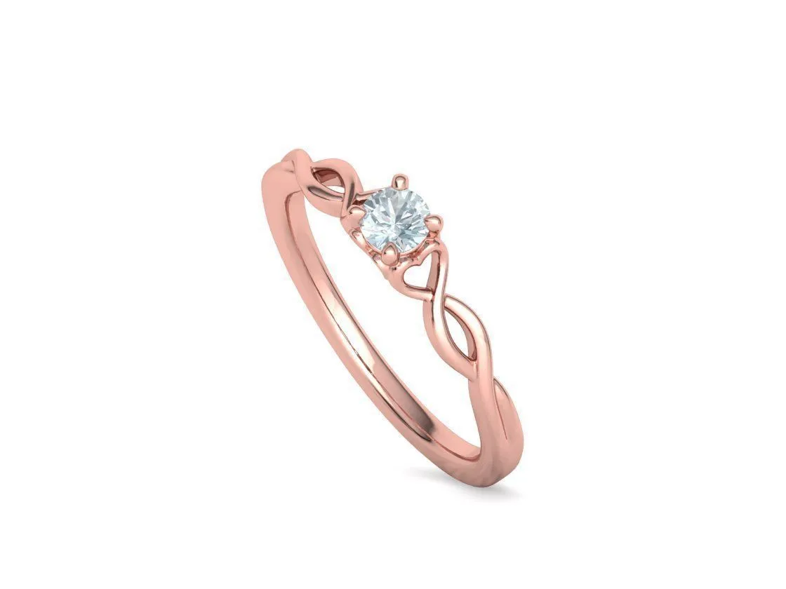 Heart Design Solitaire Ring in Sterling Silver 925