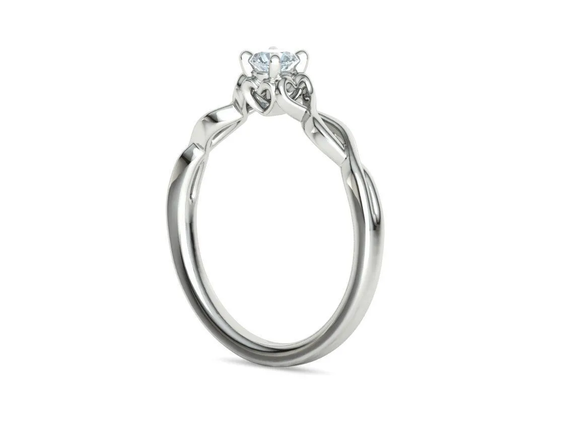 Heart Design Solitaire Ring in Sterling Silver 925