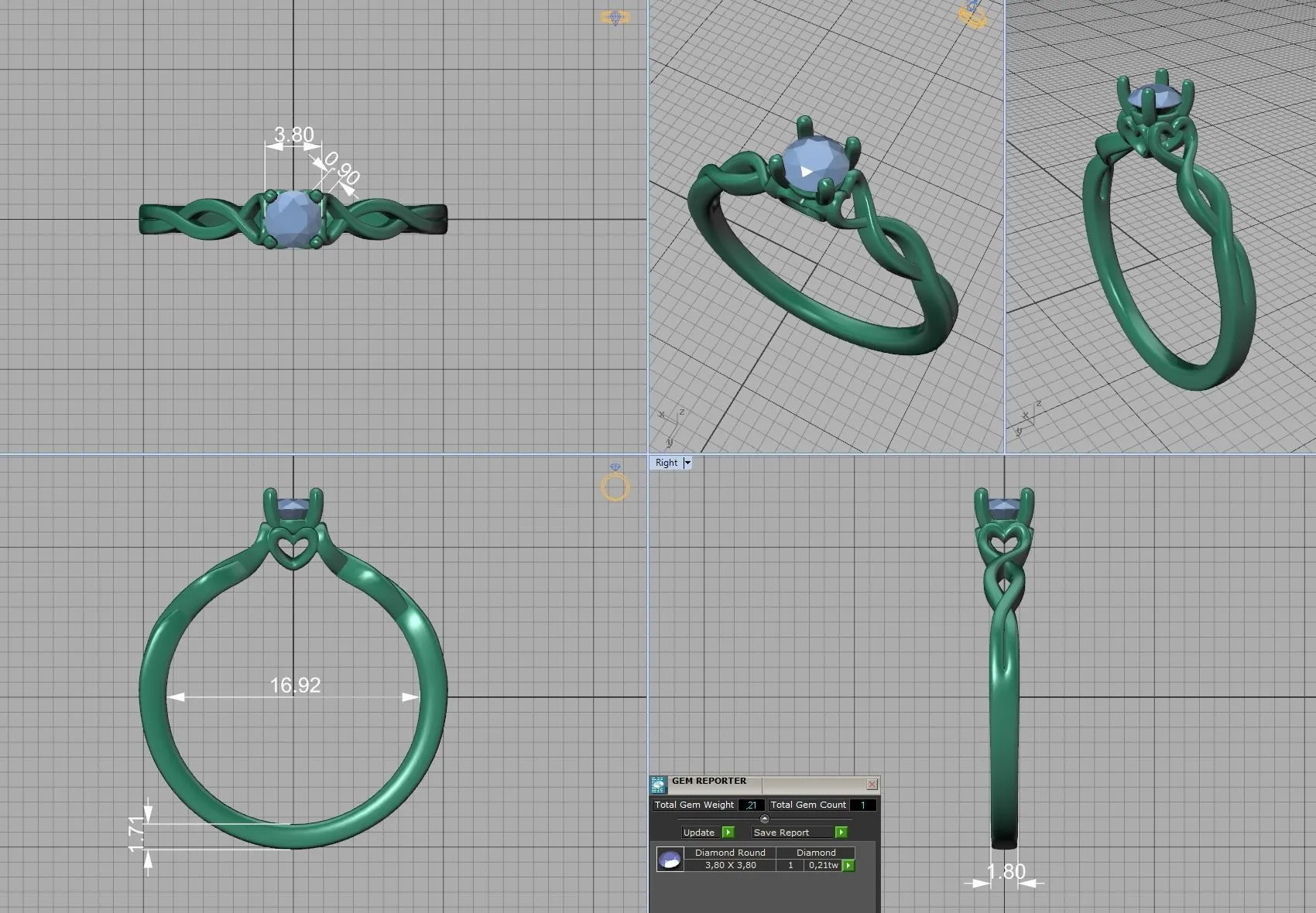 Heart Design Solitaire Ring in Sterling Silver 925