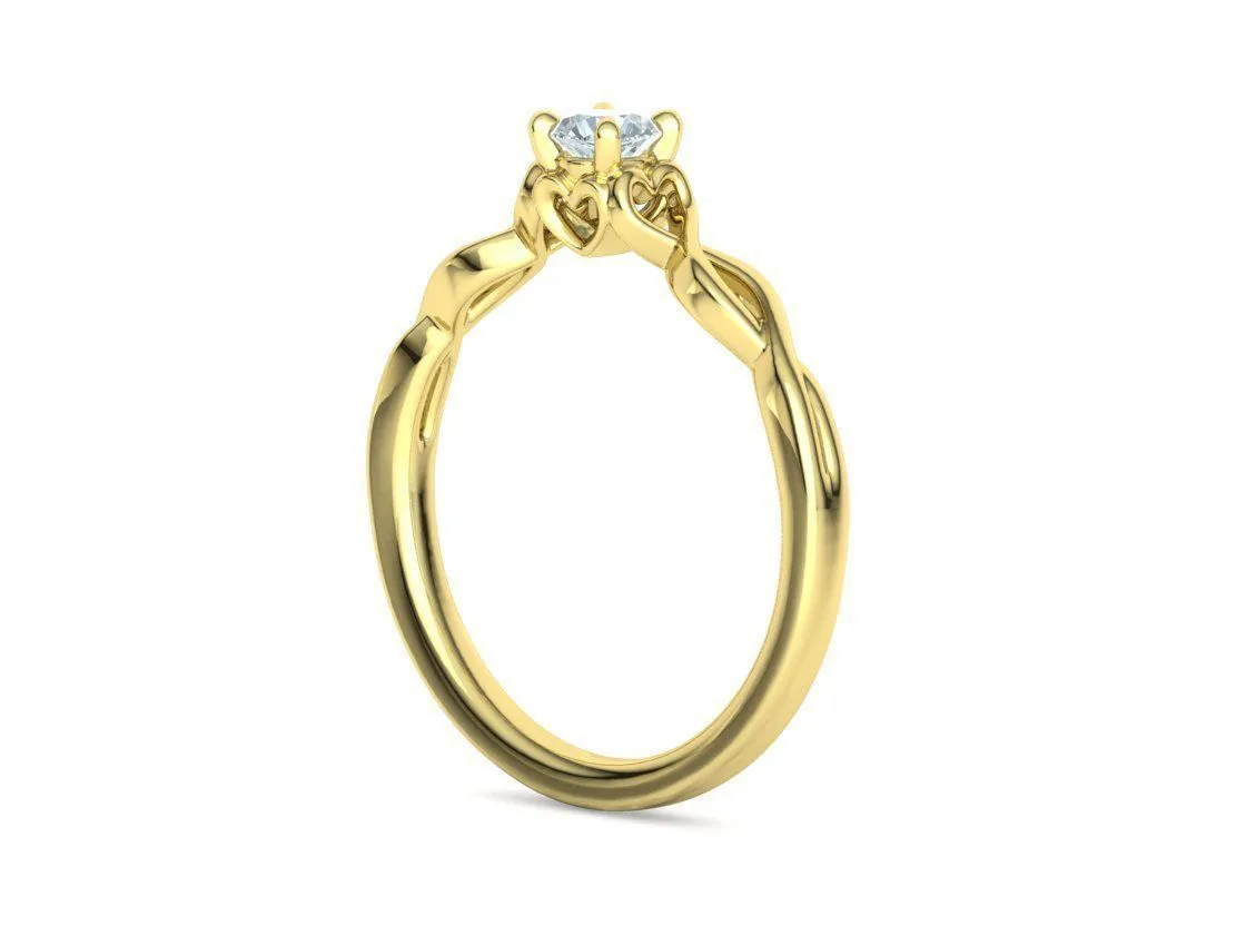 Heart Design Solitaire Ring in Sterling Silver 925