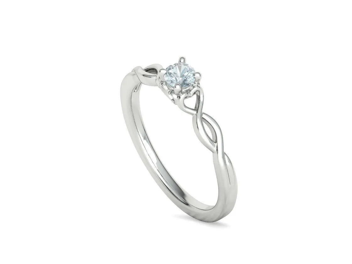 Heart Design Solitaire Ring in Sterling Silver 925