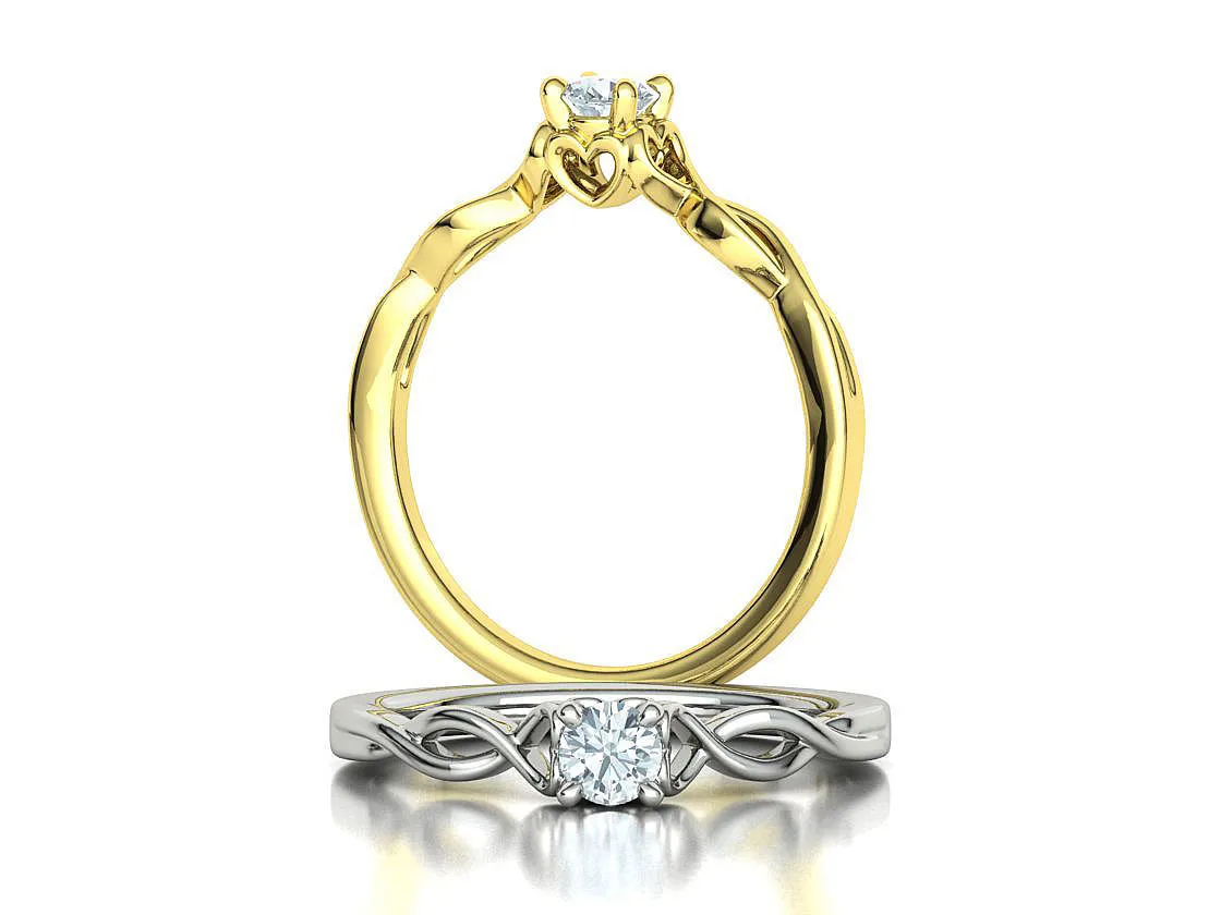 Heart Design Solitaire Ring in Sterling Silver 925