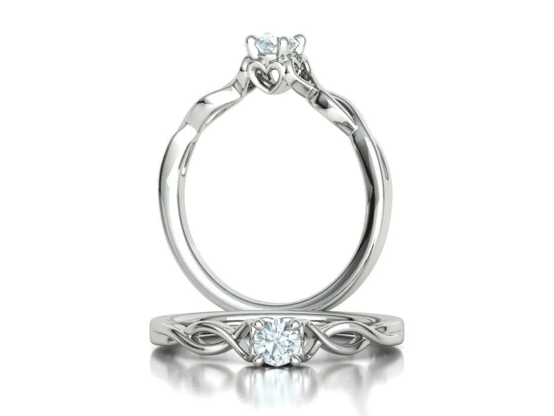 Heart Design Solitaire Ring in Sterling Silver 925