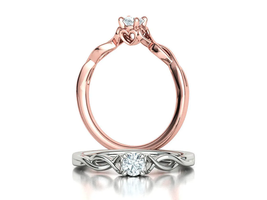 Heart Design Solitaire Ring in Sterling Silver 925