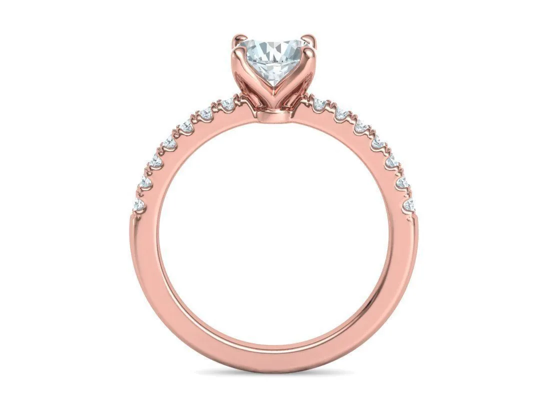 High-polished Pavé Halo Solitaire Ring with a central solitaire diamond and pavé-set diamonds, symbolizing luxury and elegance, perfect for any occasion.