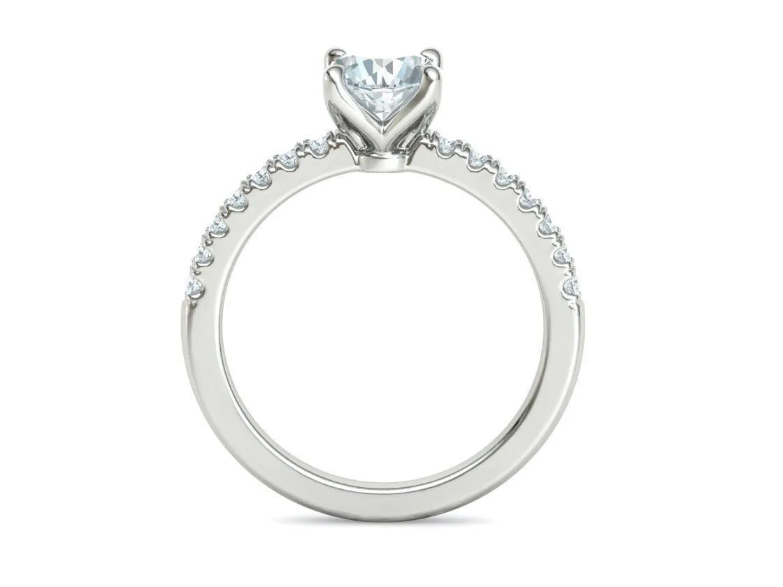 High-polished Pavé Halo Solitaire Ring with a central solitaire diamond and pavé-set diamonds, symbolizing luxury and elegance, perfect for any occasion.