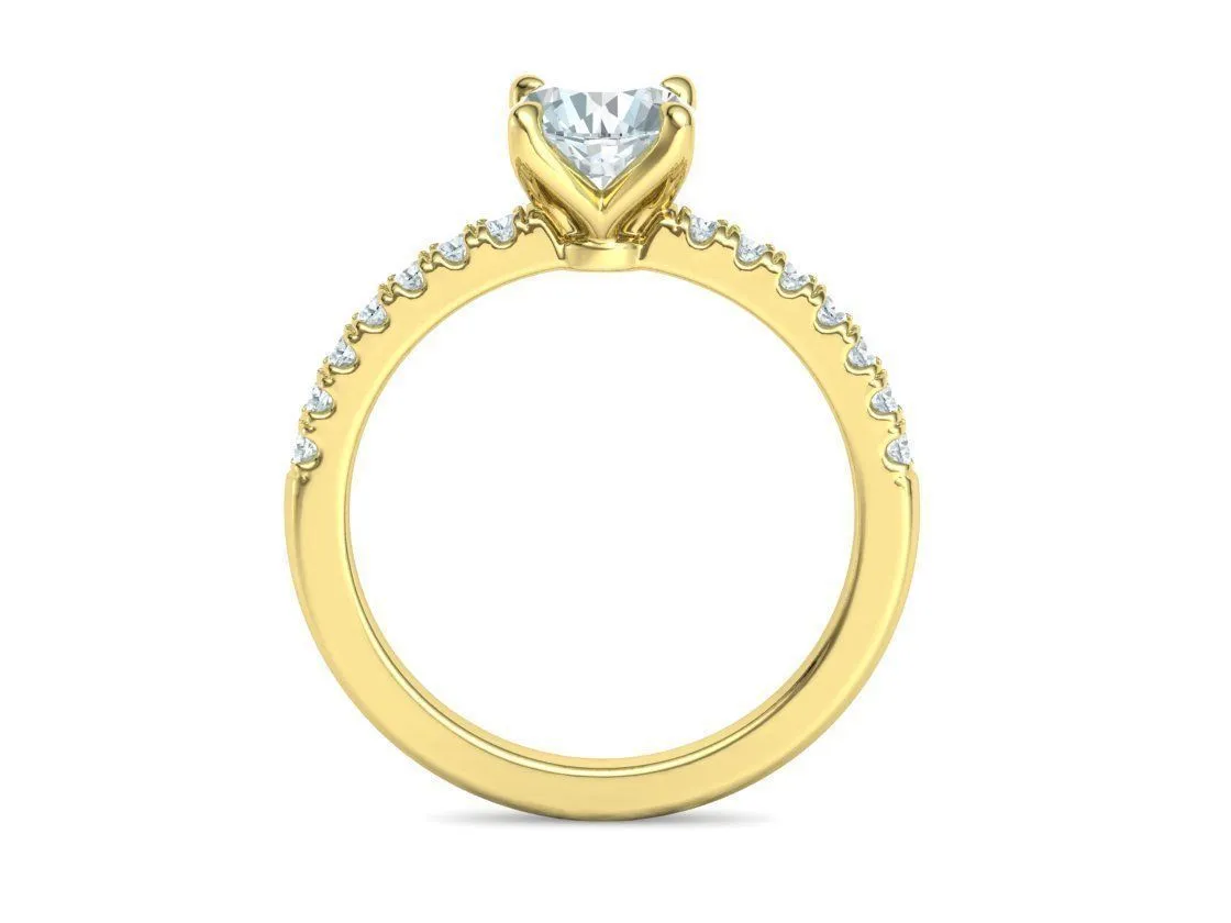 High-polished Pavé Halo Solitaire Ring with a central solitaire diamond and pavé-set diamonds, symbolizing luxury and elegance, perfect for any occasion.