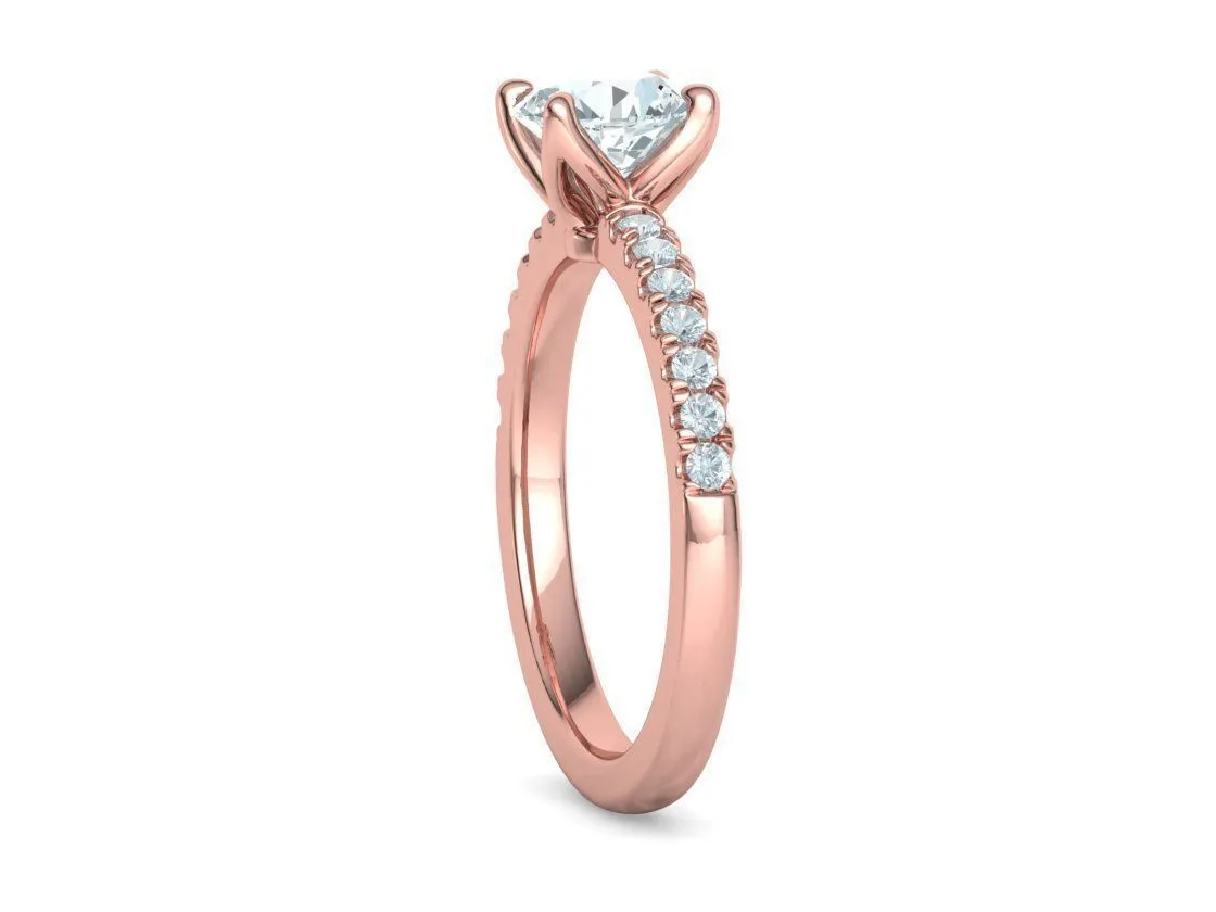 High-polished Pavé Halo Solitaire Ring with a central solitaire diamond and pavé-set diamonds, symbolizing luxury and elegance, perfect for any occasion.