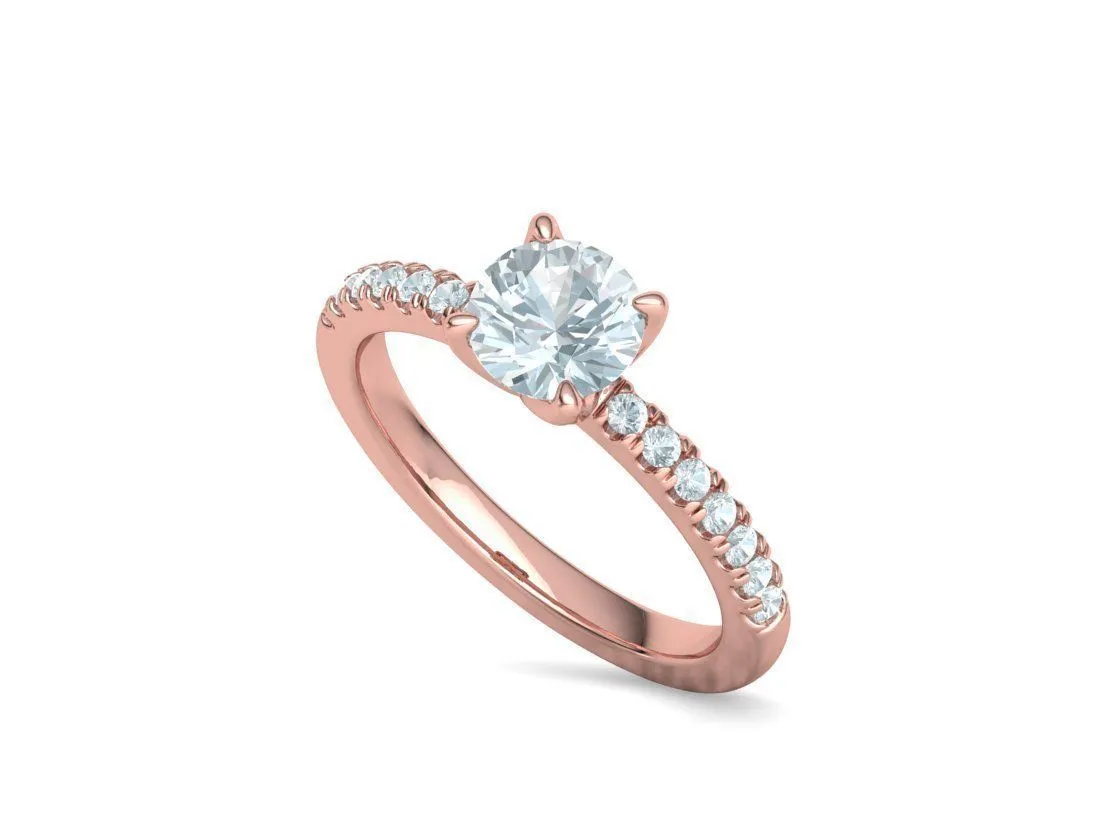 High-polished Pavé Halo Solitaire Ring with a central solitaire diamond and pavé-set diamonds, symbolizing luxury and elegance, perfect for any occasion.