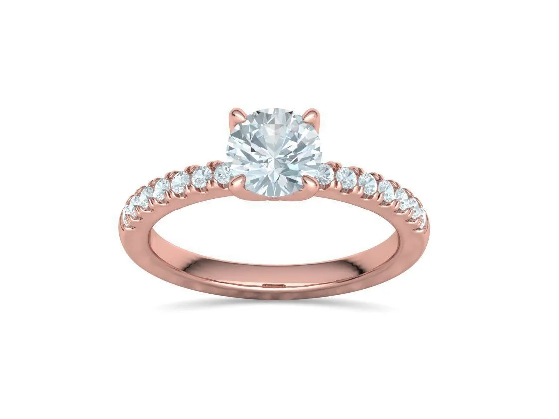 High-polished Pavé Halo Solitaire Ring with a central solitaire diamond and pavé-set diamonds, symbolizing luxury and elegance, perfect for any occasion.