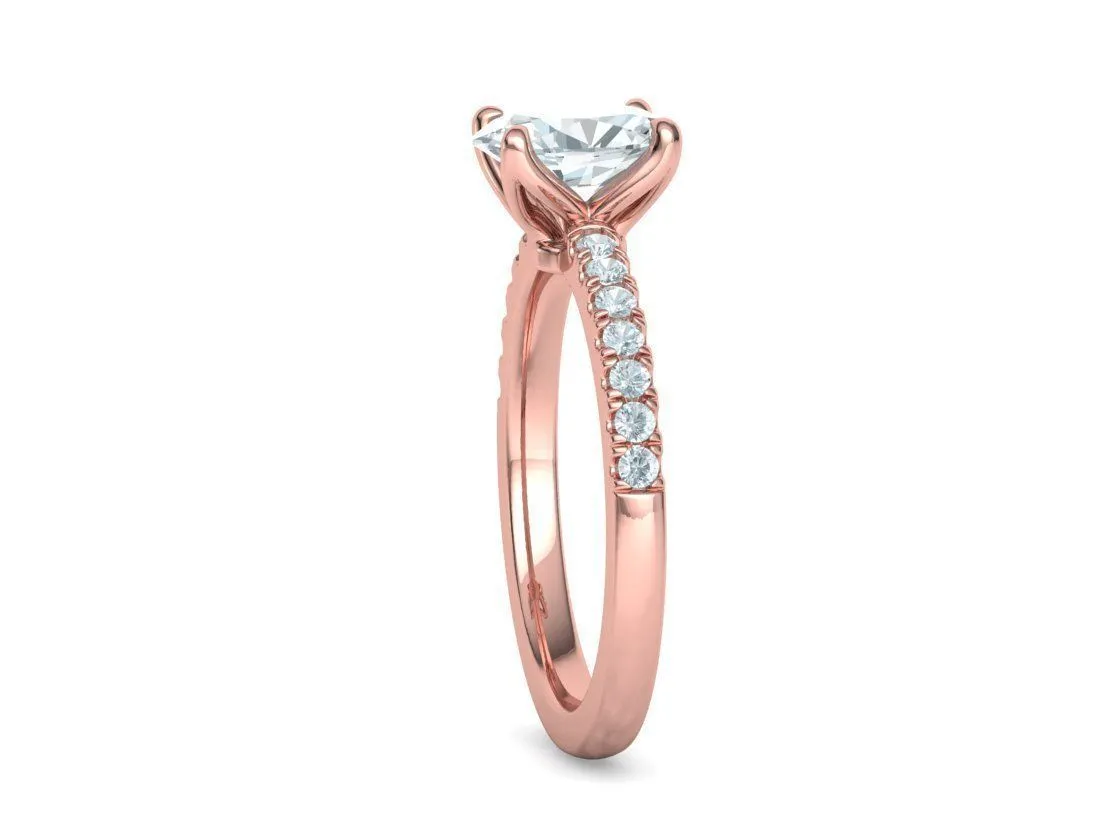 Delicate Engagement Solitaire Ring in Sterling Silver 925