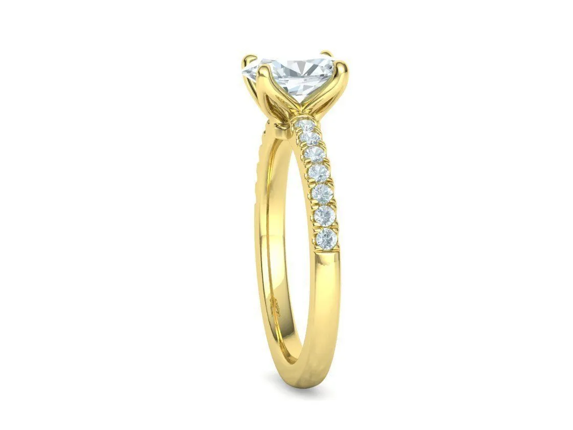 Delicate Engagement Solitaire Ring in Sterling Silver 925