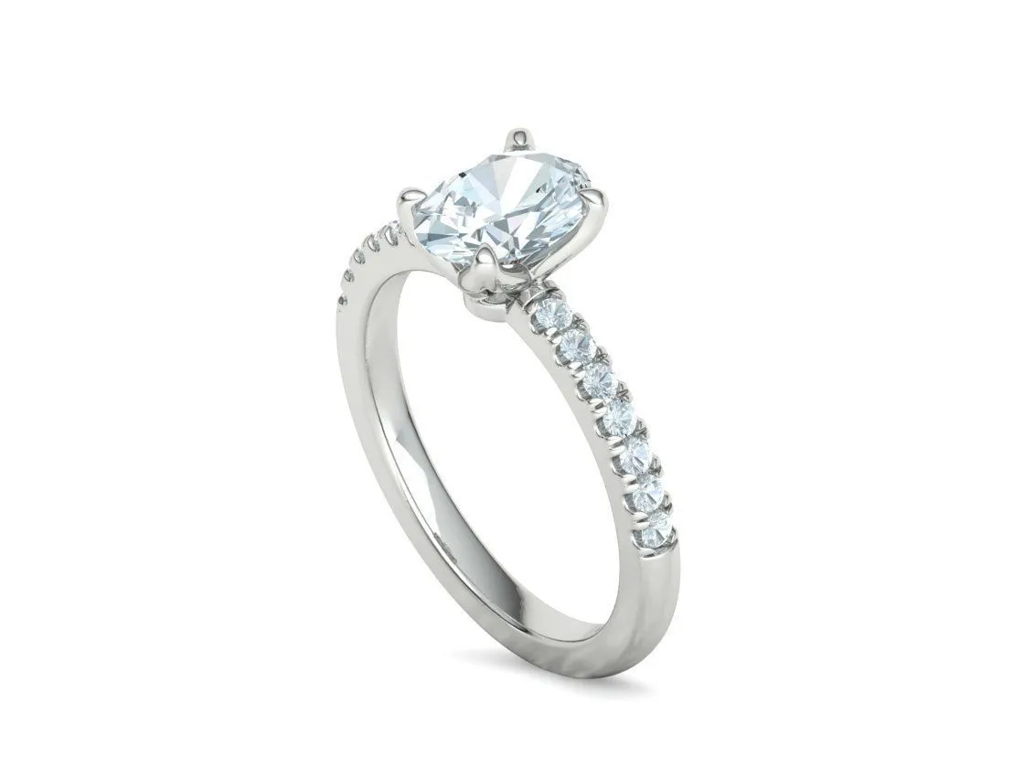 Delicate Engagement Solitaire Ring in Sterling Silver 925