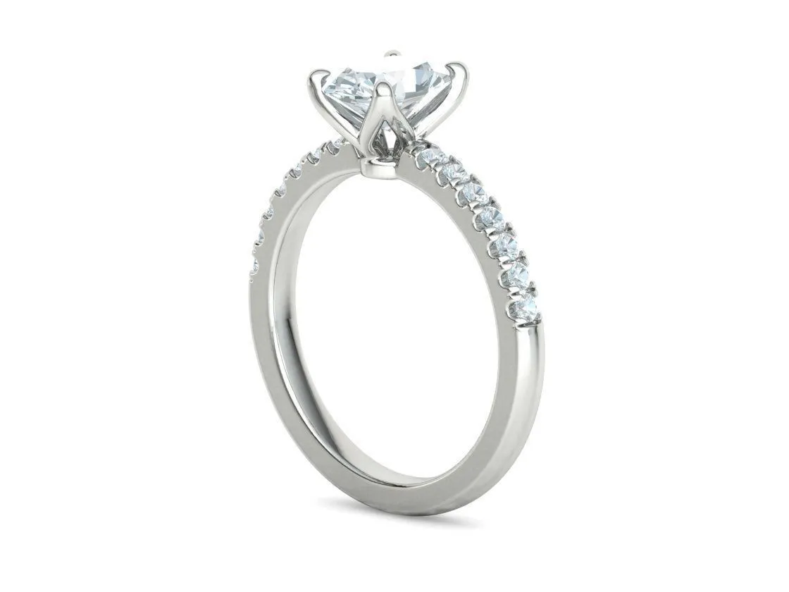 Delicate Engagement Solitaire Ring in Sterling Silver 925