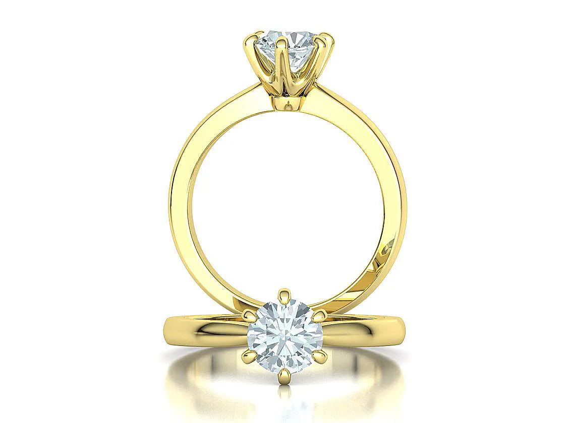 SWR-013-Classic 6-prong Solitaire Engagement Ring-11 Classic 6-prong Solitaire Engagement Ring in Sterling Silver 925