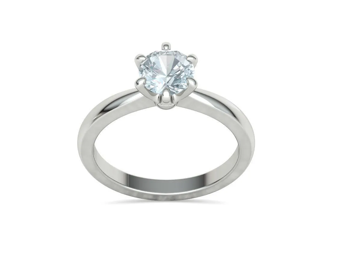 SWR-013-Classic 6-prong Solitaire Engagement Ring-19 Classic 6-prong Solitaire Engagement Ring in Sterling Silver 925