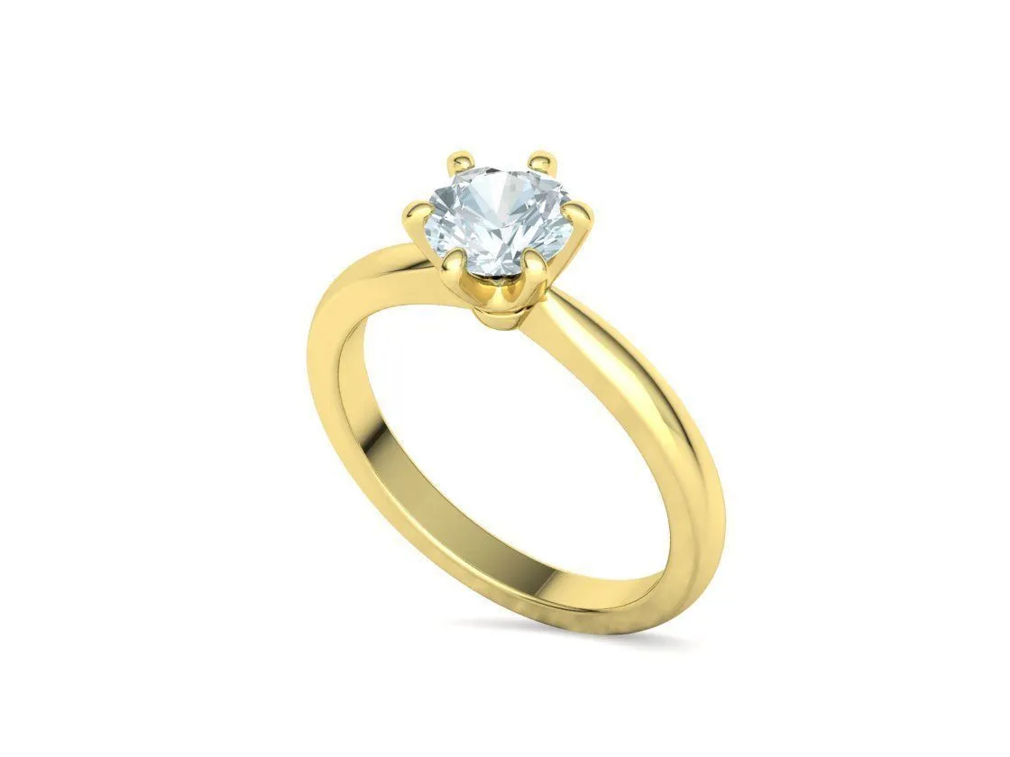 SWR-013-Classic 6-prong Solitaire Engagement Ring-20 Classic 6-prong Solitaire Engagement Ring in Sterling Silver 925
