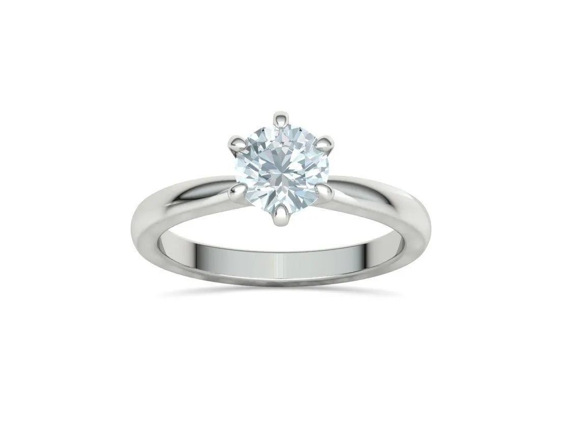SWR-013-Classic 6-prong Solitaire Engagement Ring-25 Classic 6-prong Solitaire Engagement Ring in Sterling Silver 925