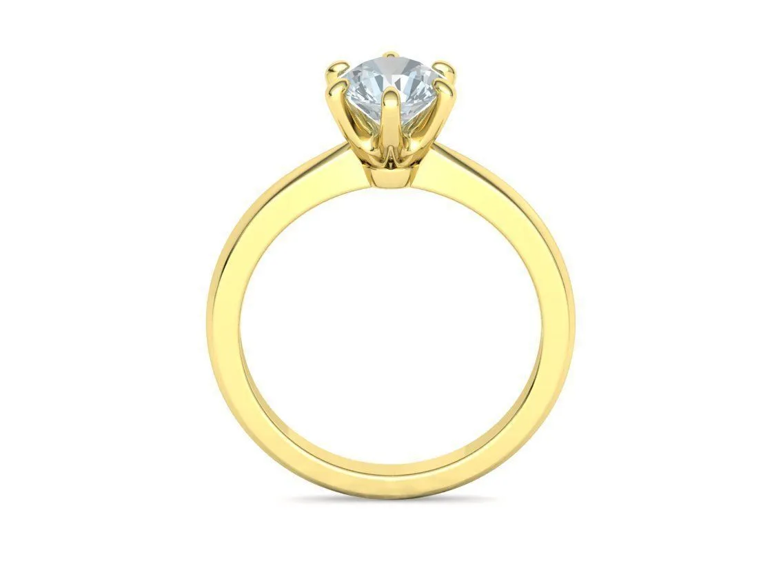 SWR-013-Classic 6-prong Solitaire Engagement Ring-29 Classic 6-prong Solitaire Engagement Ring in Sterling Silver 925