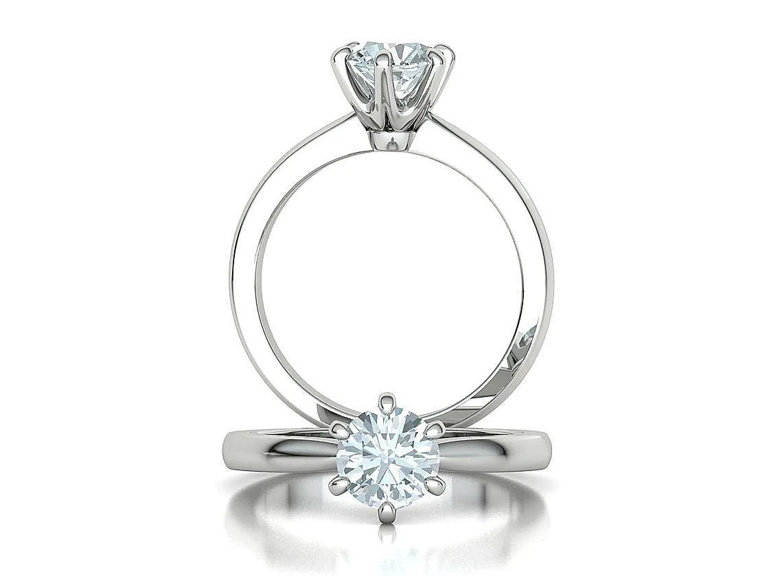 SWR-013-Classic 6-prong Solitaire Engagement Ring-5 Classic 6-prong Solitaire Engagement Ring in Sterling Silver 925